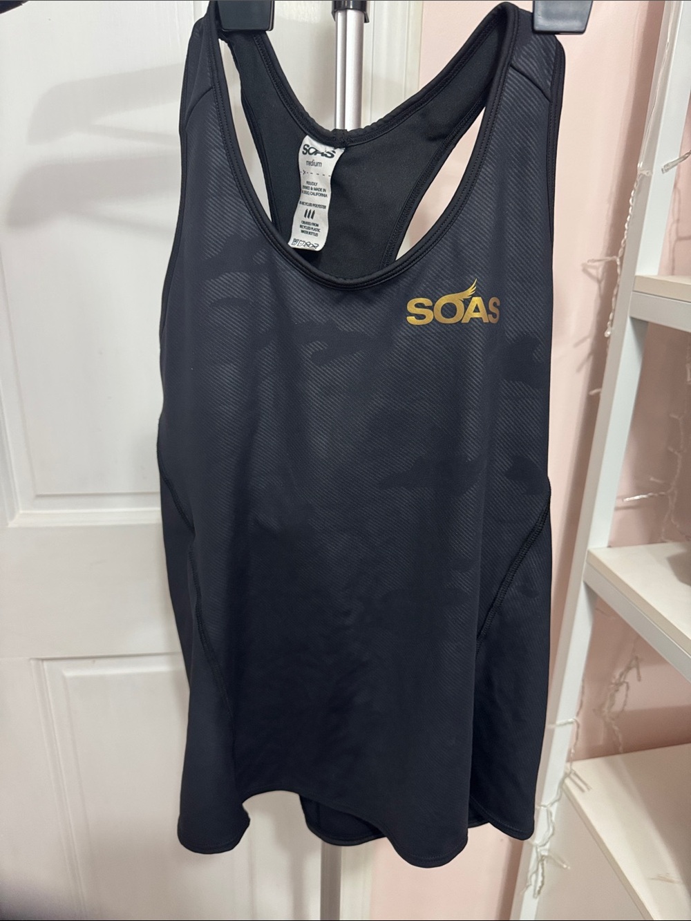 SOAS Black Athletic/Triathlon Tank with Gold Logo